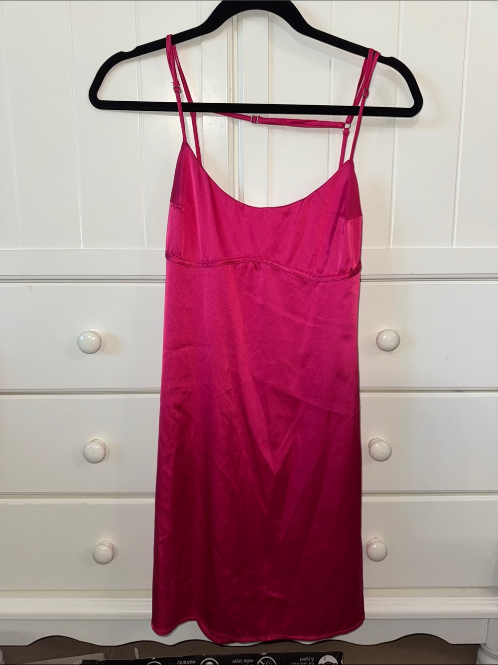 Papermoon Hot Pink Satin Slip Chemise with Adjustable Straps
